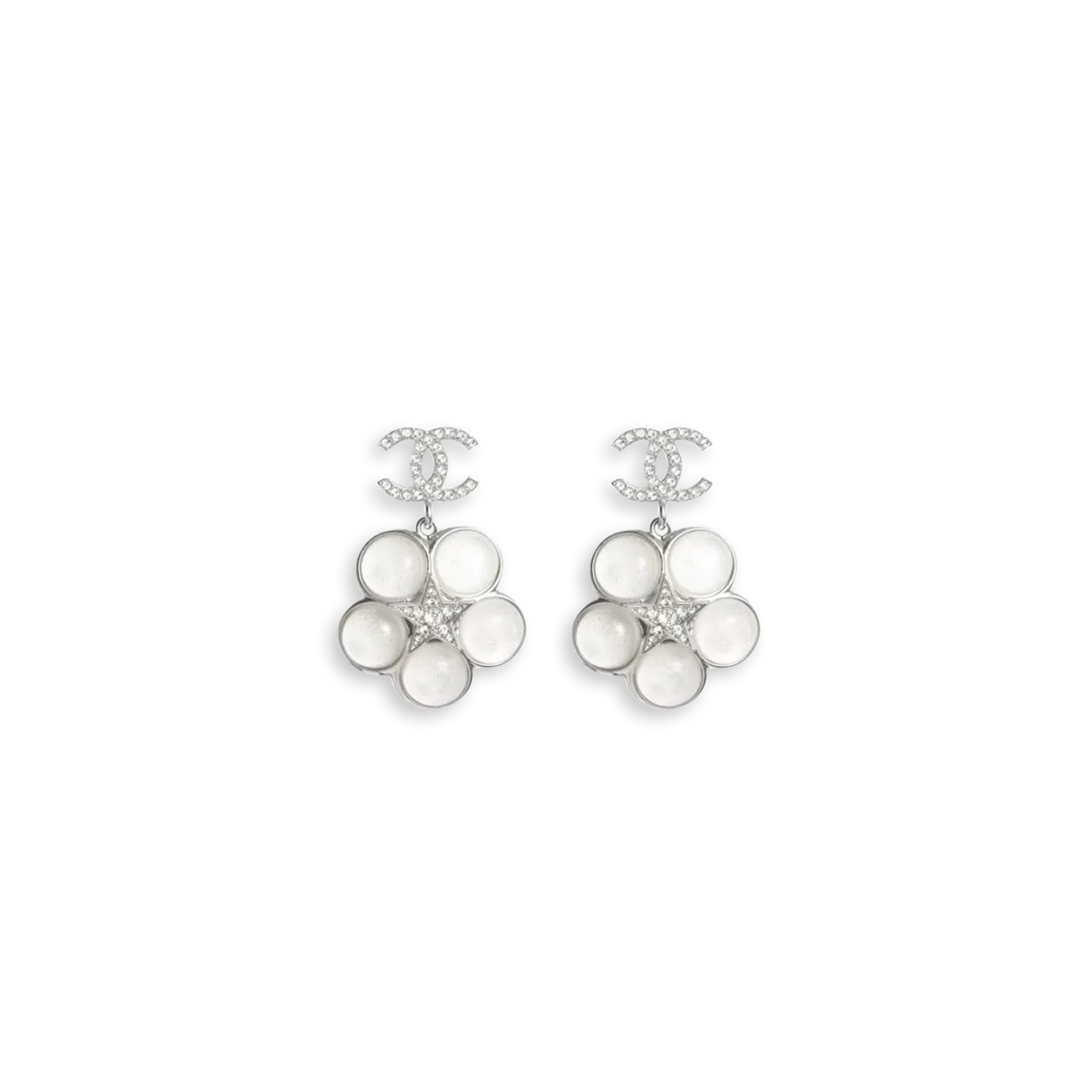 Ch*el star flower crystal earrings silver abe285